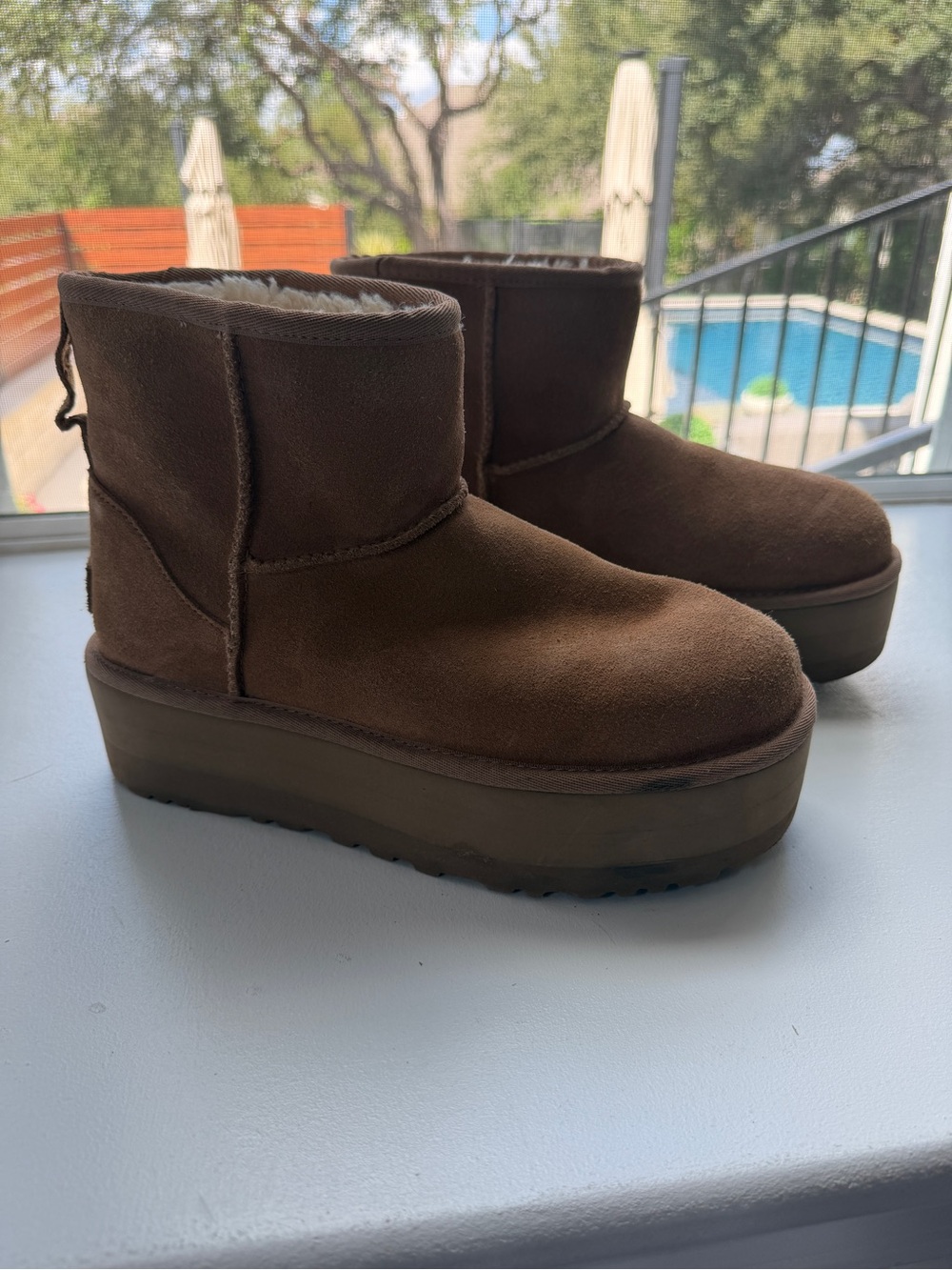 Women’s UGG Brown Suede Platform Winter Boots